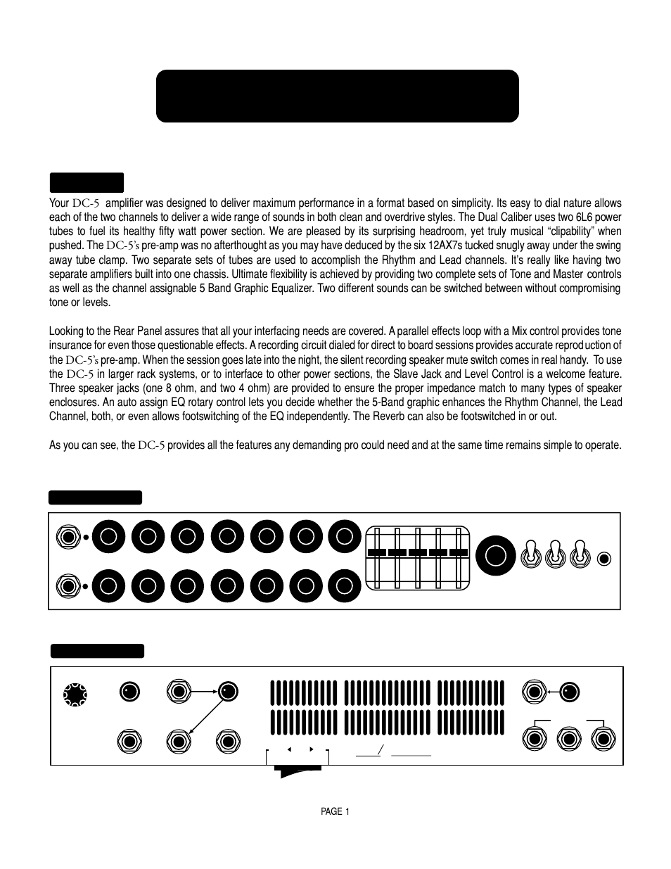 Dc-5, Operating instructions, Overview | Oogie | Mesa/Boogie DC5 User Manual | Page 5 / 23