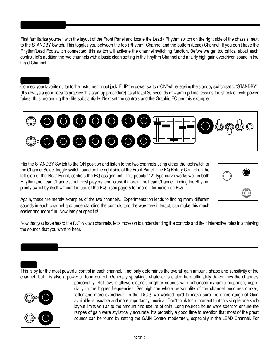 Front panel, Controls, Power-up | Gain | Mesa/Boogie DC5 User Manual | Page 6 / 23