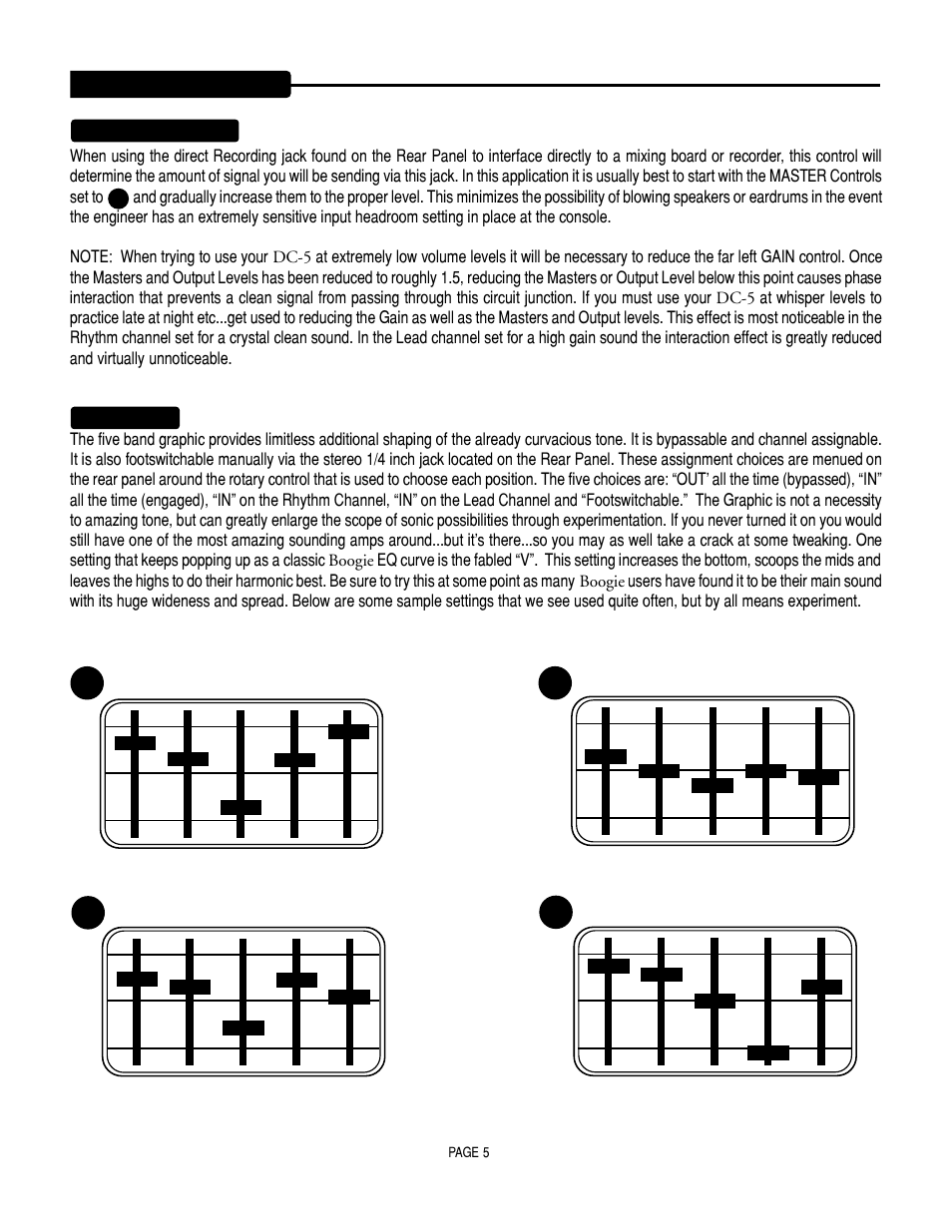 Controls, Continued) master ( continued) graphic eq | Mesa/Boogie DC5 User Manual | Page 9 / 23