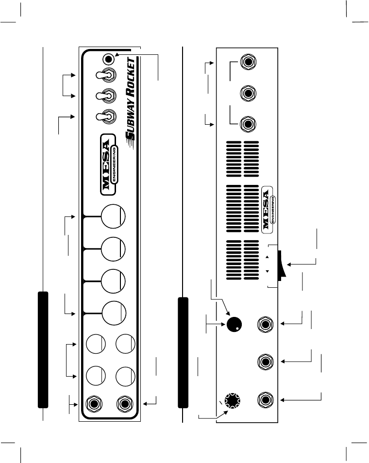 Parts sheet, Front view subway rocket, Subway rocket | Rear view | Mesa/Boogie OOGIEBMESA User Manual | Page 12 / 13