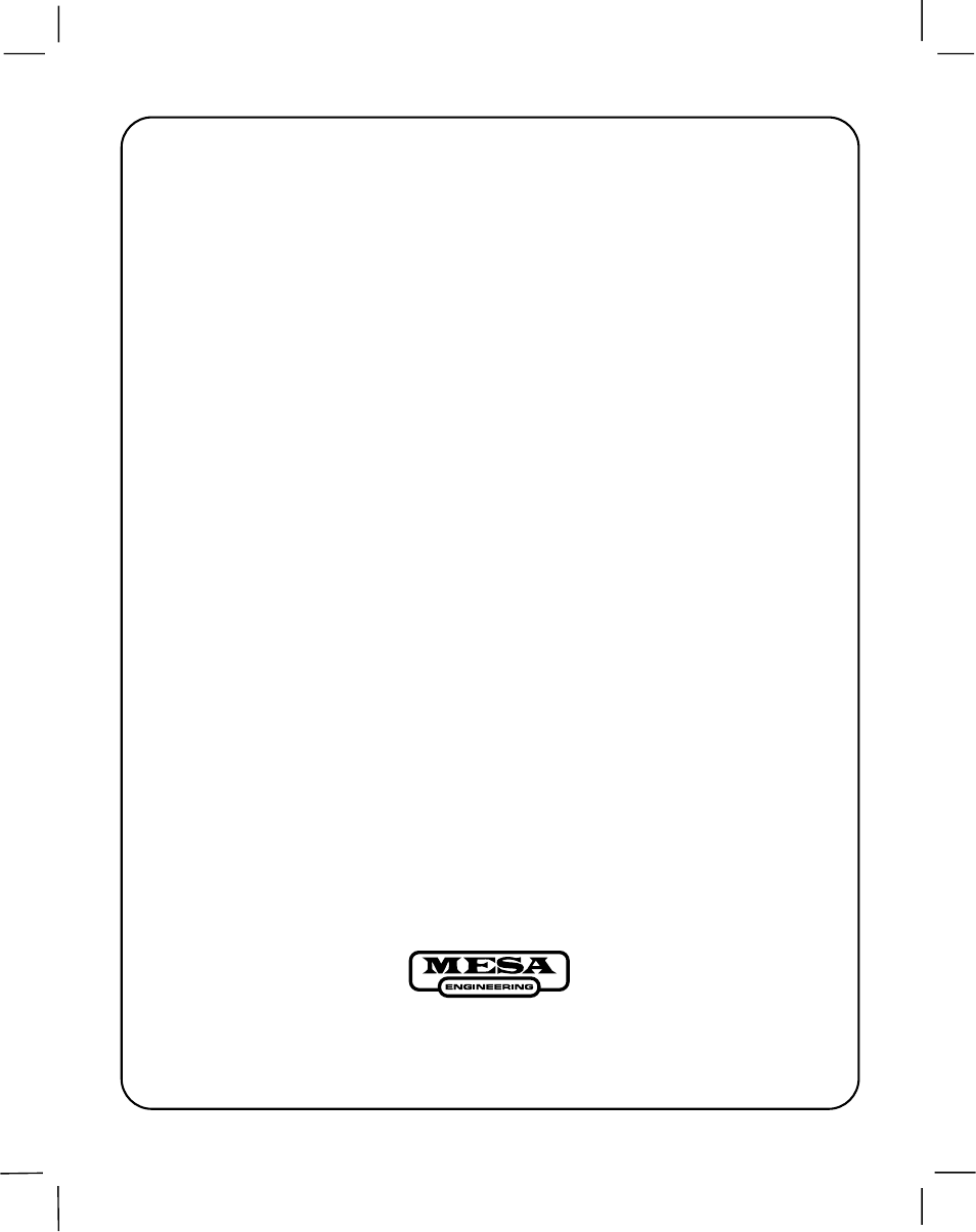 Back cover | Mesa/Boogie OOGIEBMESA User Manual | Page 13 / 13
