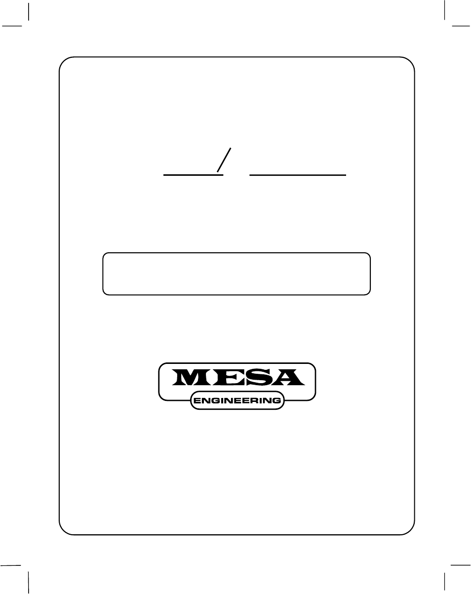 Inside front cover, Oogie | Mesa/Boogie OOGIEBMESA User Manual | Page 2 / 13