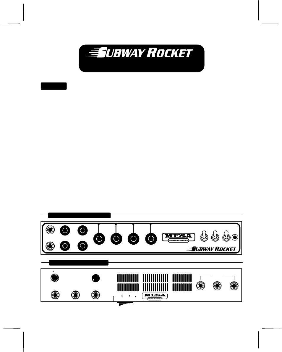 Operating instructions, Overview, Page 1 | Subway rocket, Front view subway rocket | Mesa/Boogie OOGIEBMESA User Manual | Page 6 / 13