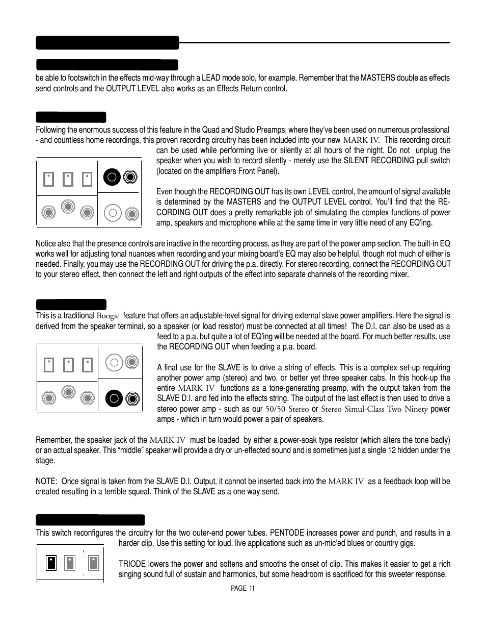 Rear view mkiv, Slave out (d.i.), Triode / pentode switch | Page 11 | Mesa/Boogie Mark IV Amplifier User Manual | Page 15 / 29