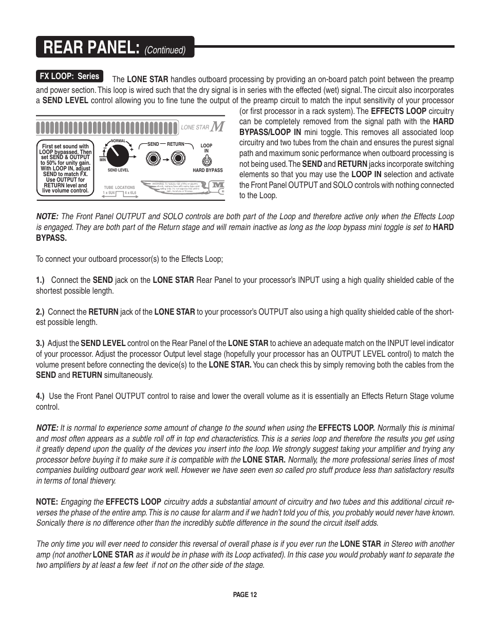 Rear panel, Continued) | Mesa/Boogie LoneStar Amplifier User Manual | Page 16 / 40