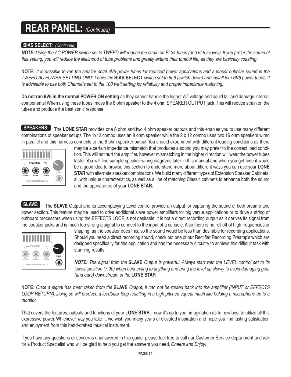 Rear panel, Continued) | Mesa/Boogie LoneStar Amplifier User Manual | Page 18 / 40