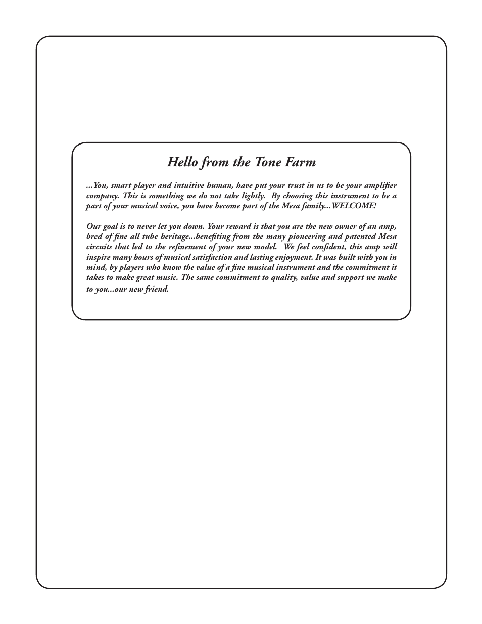 Hello from the tone farm | Mesa/Boogie LoneStar Amplifier User Manual | Page 2 / 40
