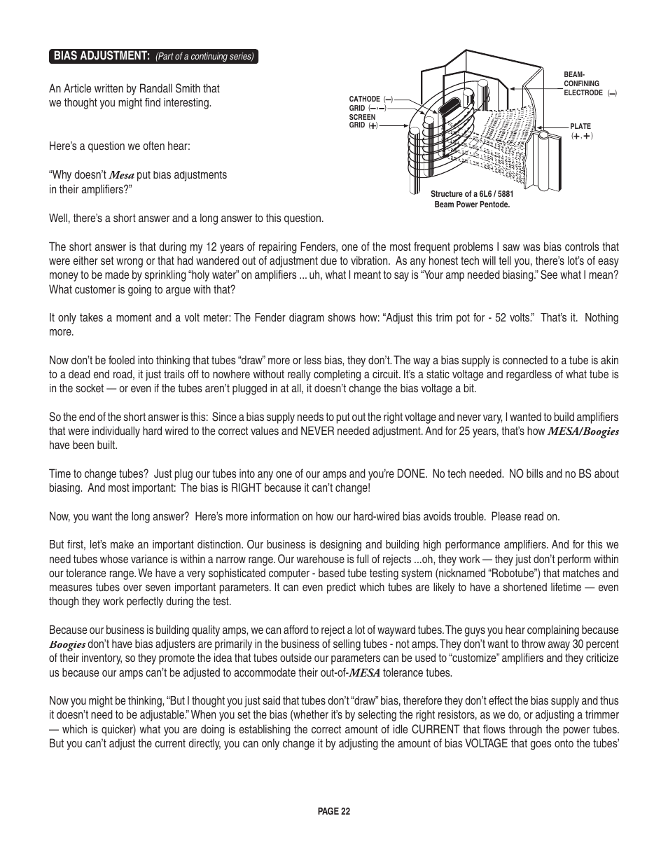 Bias adjustment | Mesa/Boogie LoneStar Amplifier User Manual | Page 26 / 40
