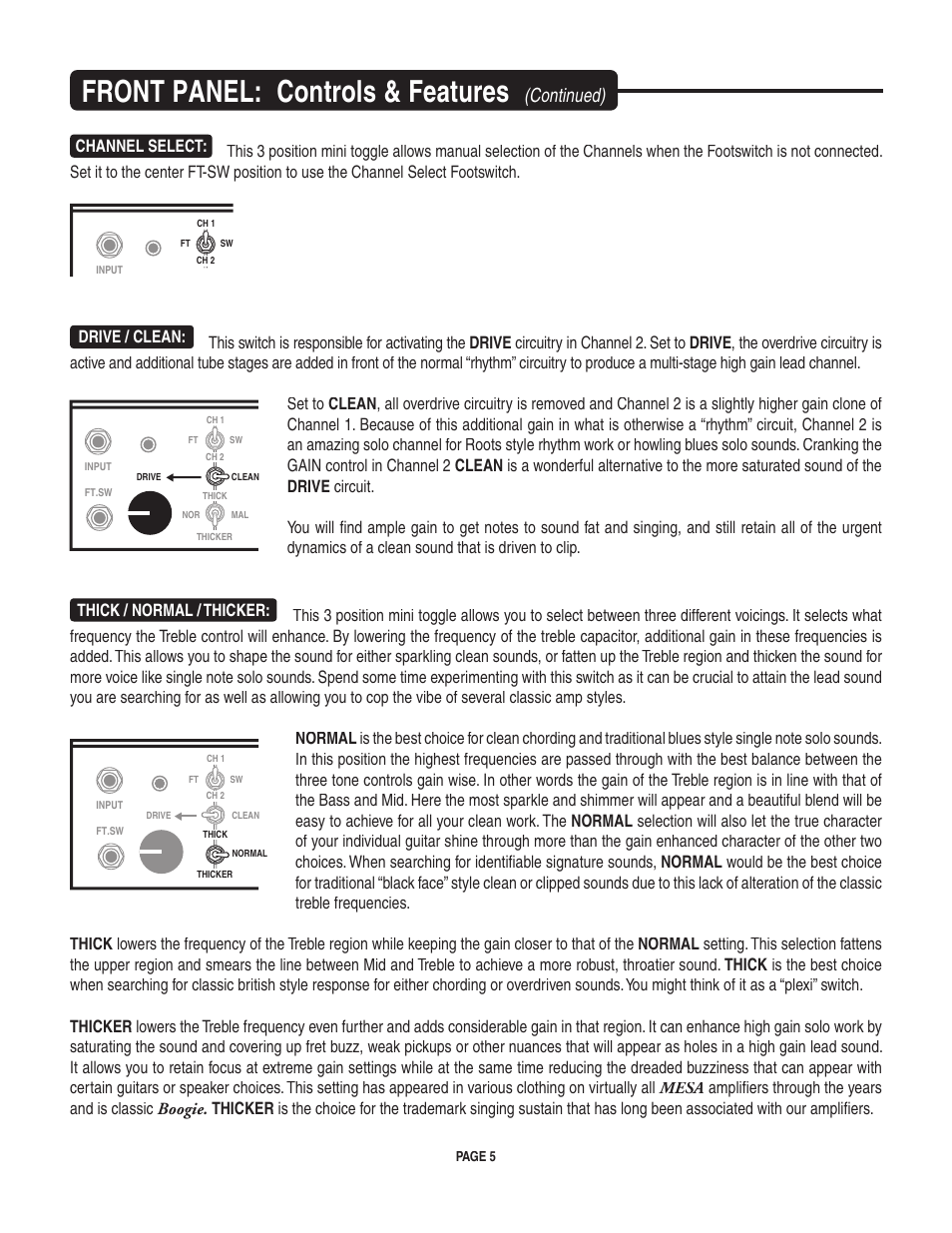 Front panel: controls & features, Continued) | Mesa/Boogie LoneStar Amplifier User Manual | Page 9 / 40