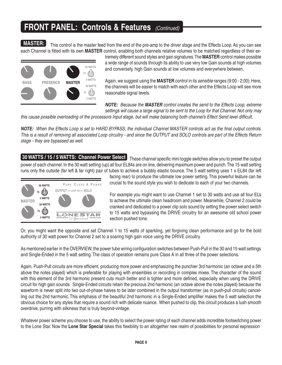 Front panel: controls & features, Continued) master | Mesa/Boogie II User Manual | Page 13 / 40