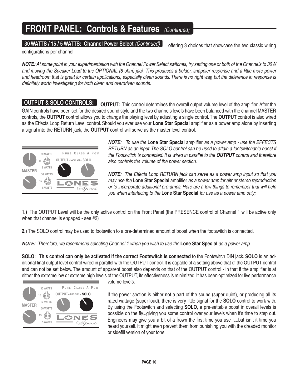 Front panel: controls & features, Continued), Output & solo controls | Mesa/Boogie II User Manual | Page 14 / 40