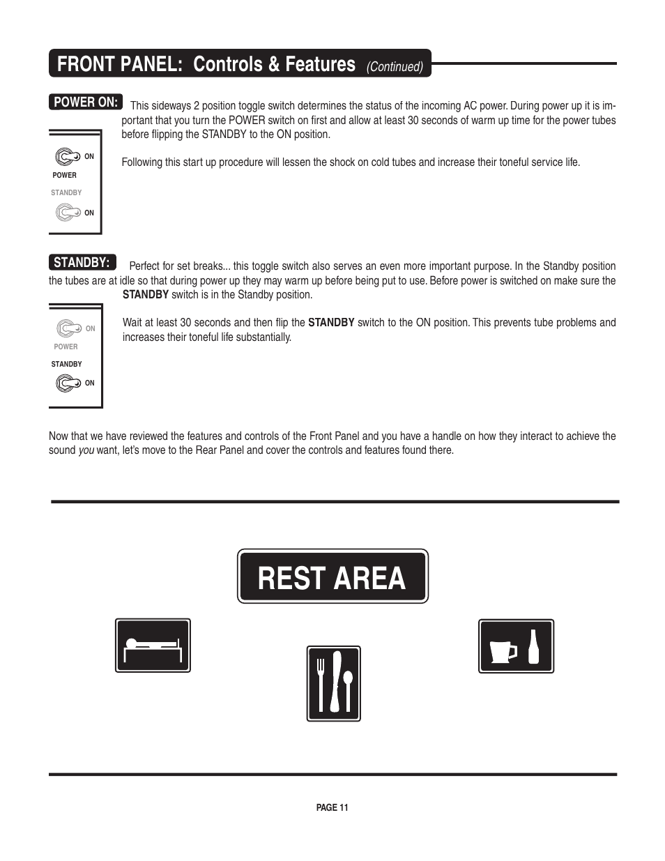 Rest area, Front panel: controls & features | Mesa/Boogie II User Manual | Page 15 / 40