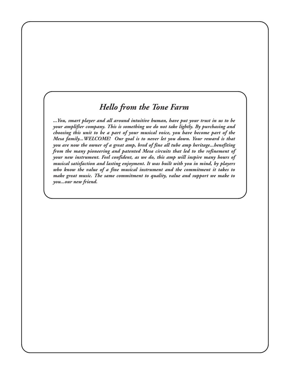 Hello from the tone farm | Mesa/Boogie II User Manual | Page 2 / 40