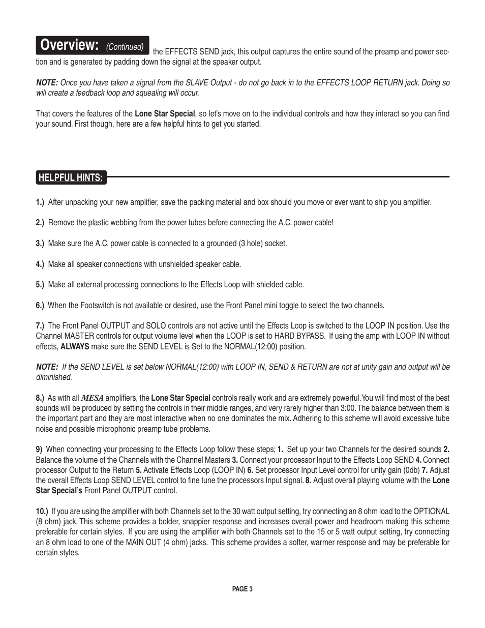 Overview | Mesa/Boogie II User Manual | Page 7 / 40