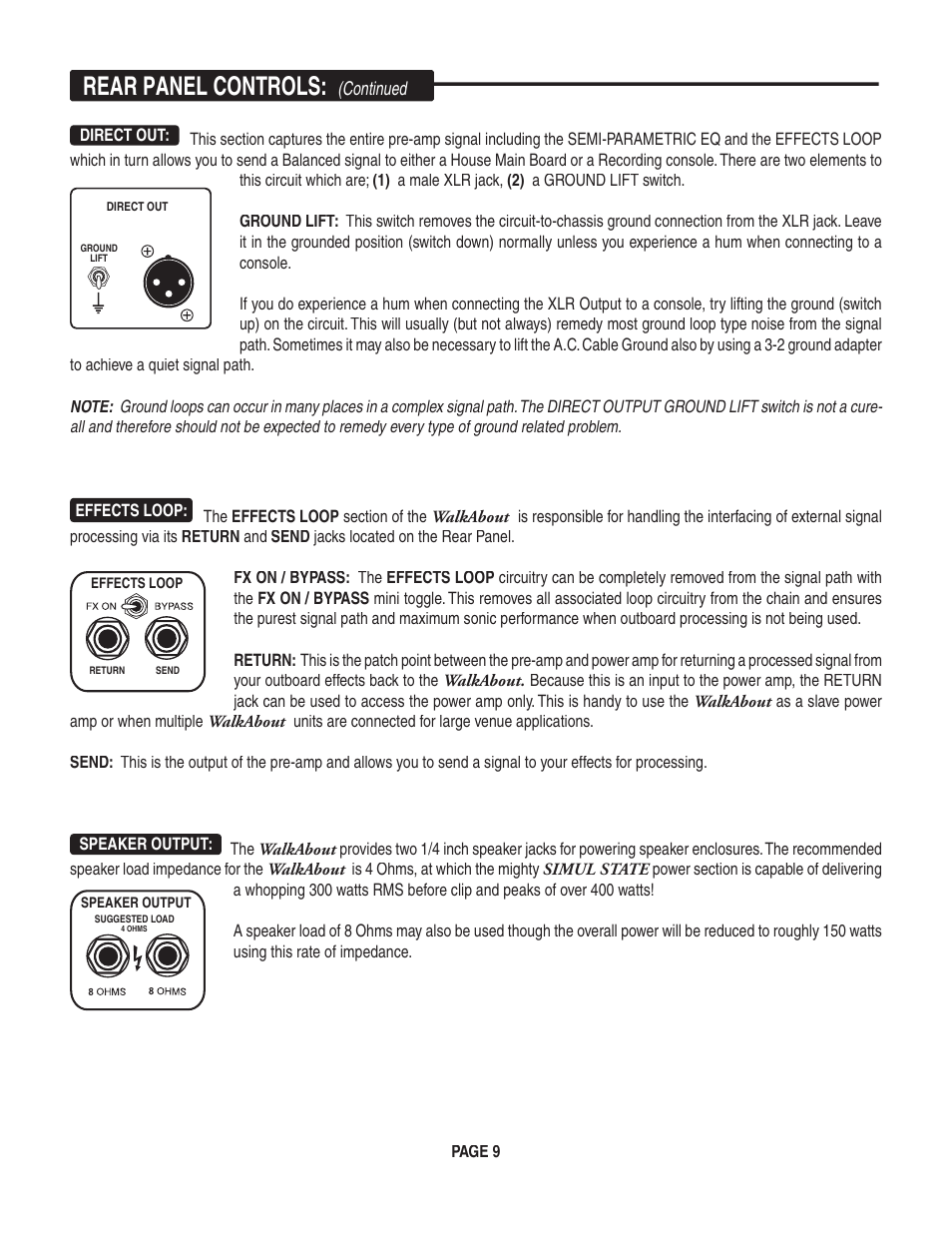 Rear panel controls | Mesa/Boogie Walk About Bass Amplifier User Manual | Page 13 / 20