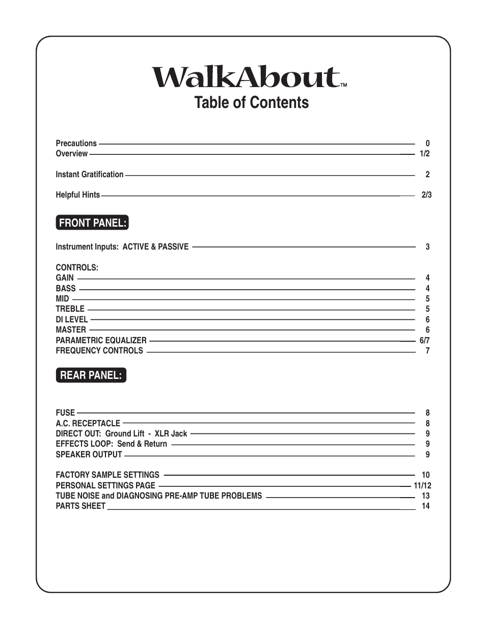 Mesa/Boogie Walk About Bass Amplifier User Manual | Page 4 / 20