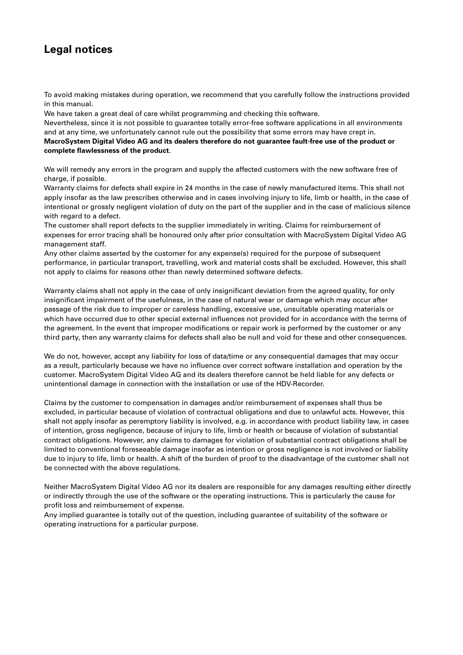 Legal notices | MacroSystem Digital Video HDV-Recorder User Manual | Page 4 / 14