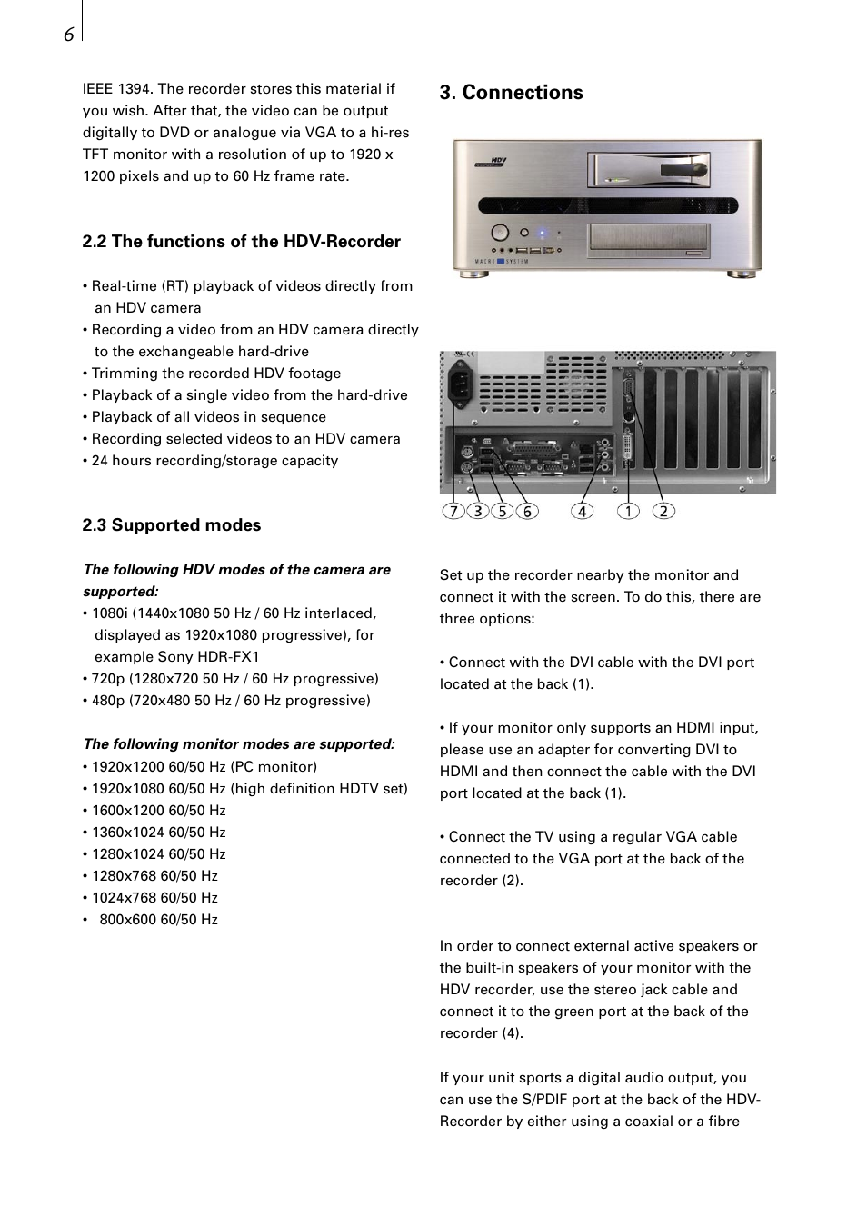 Connections | MacroSystem Digital Video HDV-Recorder User Manual | Page 6 / 14