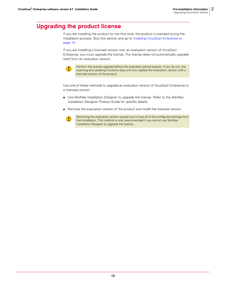 Upgrading the product license | McAfee VIRUSSCAN 8.7I User Manual | Page 13 / 38