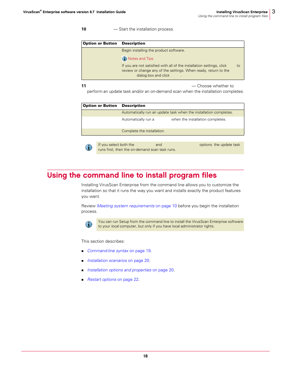 Using the command line to install program files, Go to | McAfee VIRUSSCAN 8.7I User Manual | Page 18 / 38
