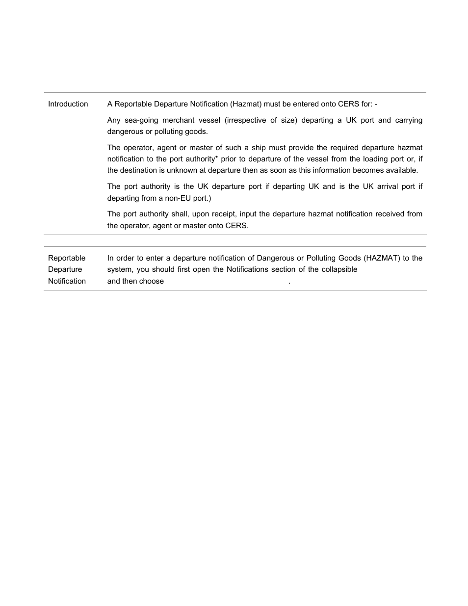 Entering a new reportable departure notification | McAfee CERS Port User Manual | Page 19 / 63