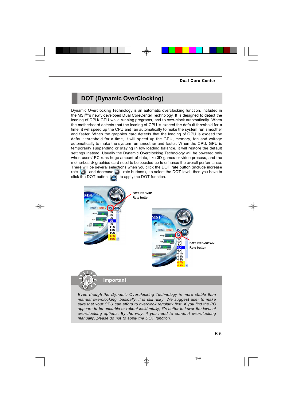 Dot (dynamic overclocking), Important | Microstar G41M User Manual | Page 86 / 92