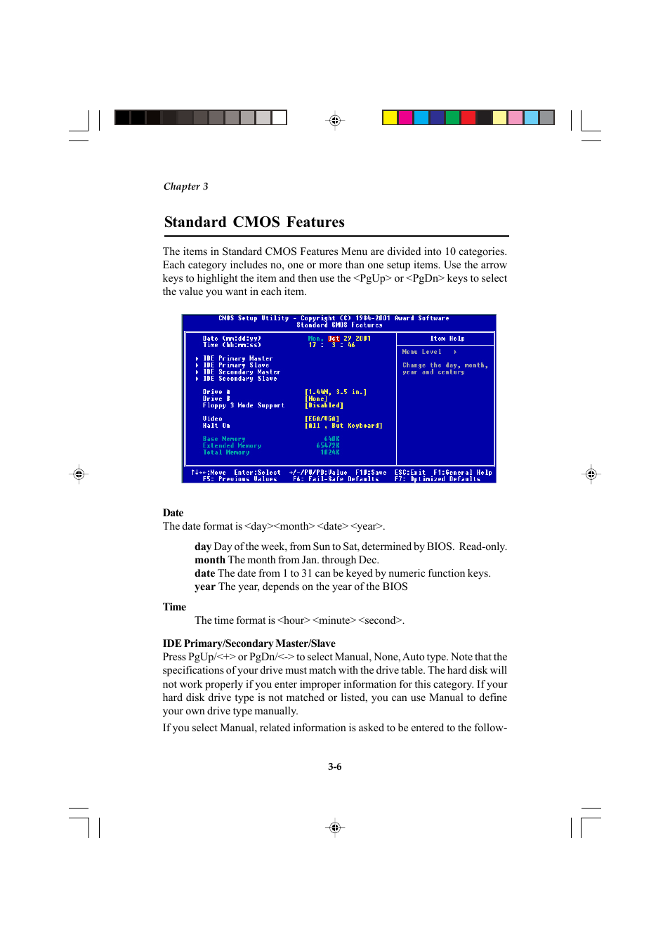 Standard cmos features | Microstar MS-6547 (v1.X) ATX Mainboard G52-MA00514 User Manual | Page 40 / 67