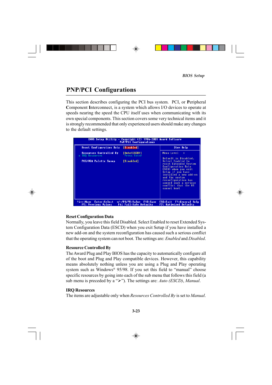 Pnp/pci configurations | Microstar MS-6547 (v1.X) ATX Mainboard G52-MA00514 User Manual | Page 57 / 67