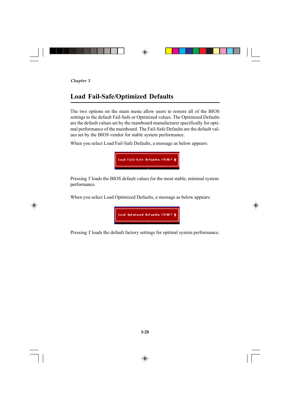 Load fail-safe/optimized defaults | Microstar MS-6547 (v1.X) ATX Mainboard G52-MA00514 User Manual | Page 62 / 67