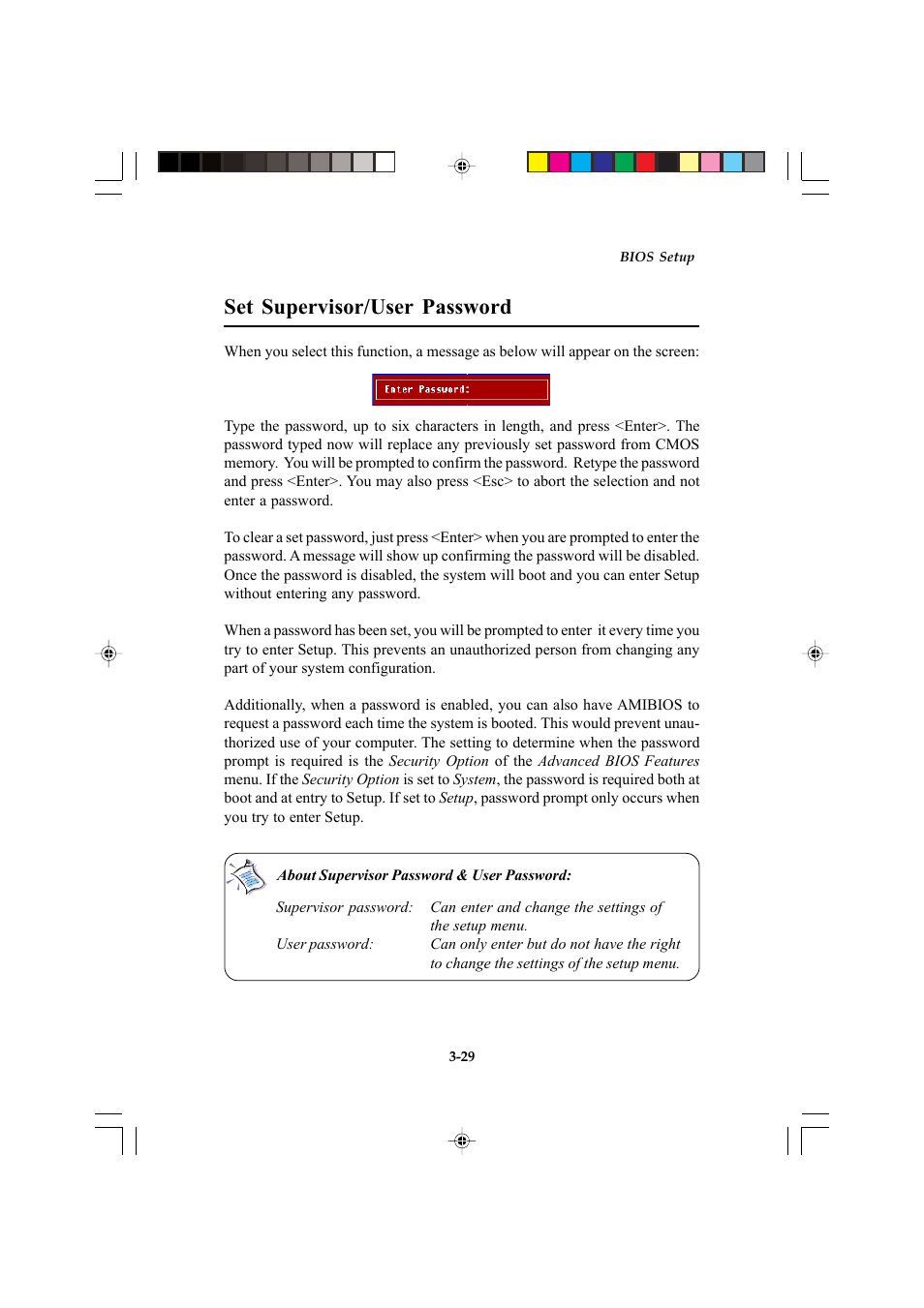 Set supervisor/user password | Microstar MS-6547 (v1.X) ATX Mainboard G52-MA00514 User Manual | Page 63 / 67