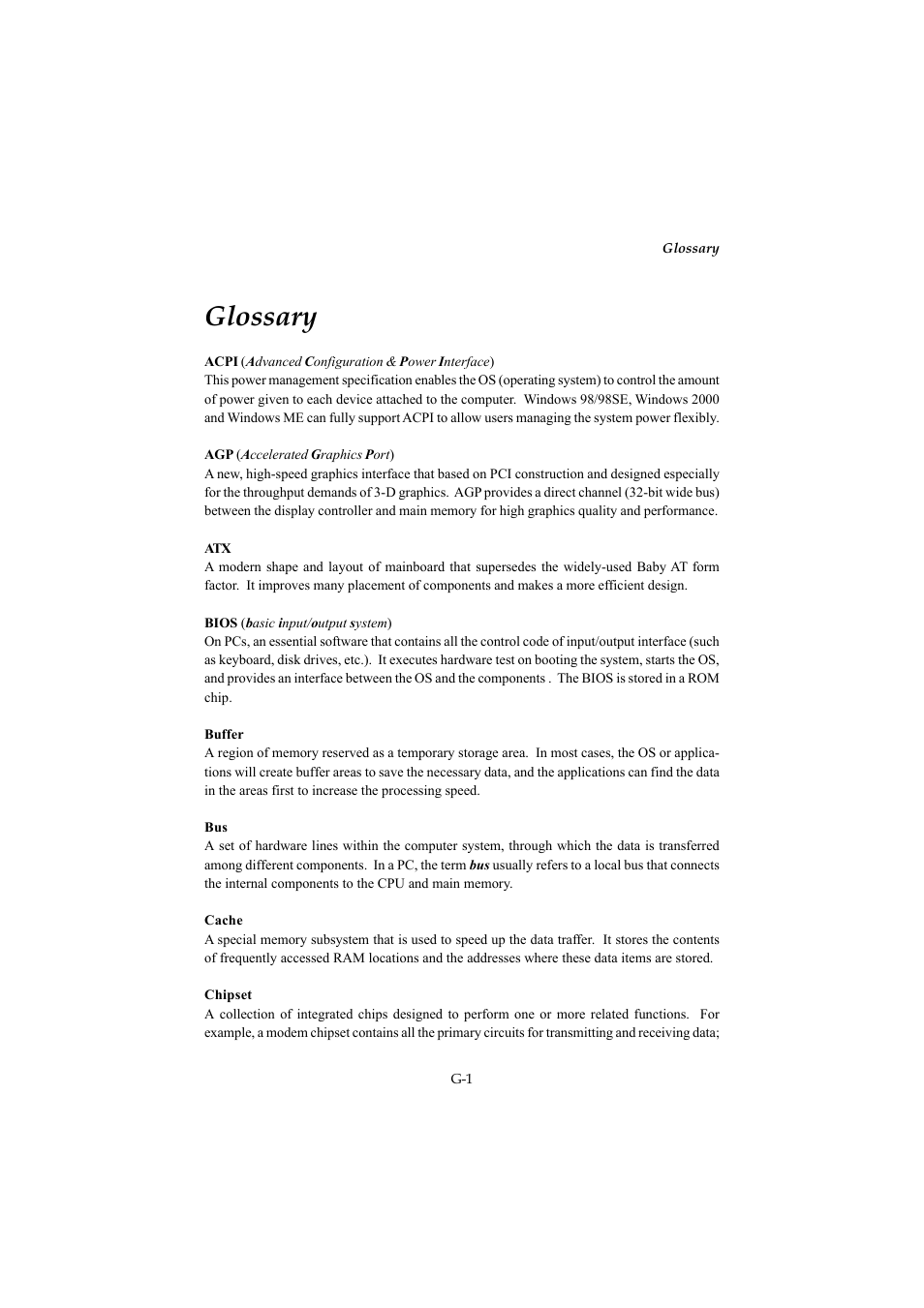 Glossary | Microstar MS-6547 (v1.X) ATX Mainboard G52-MA00514 User Manual | Page 64 / 67