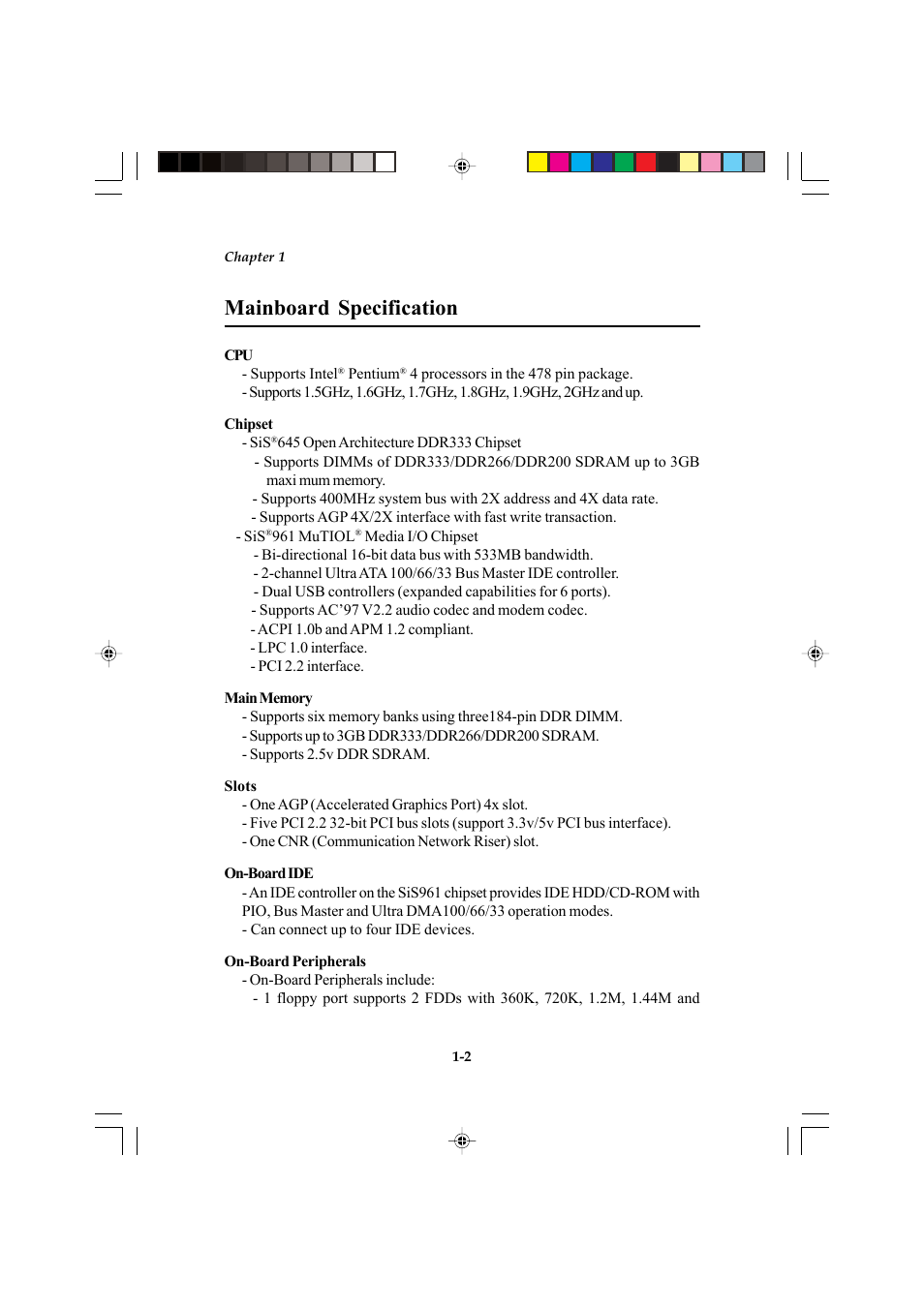 Mainboard specification | Microstar MS-6547 (v1.X) ATX Mainboard G52-MA00514 User Manual | Page 9 / 67