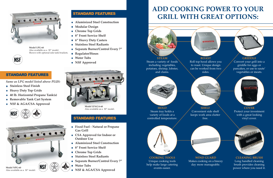 Add cooking power to your grill with great options, Standard features | Magikitch'n MagiCater LPAGA60-SS User Manual | Page 4 / 4