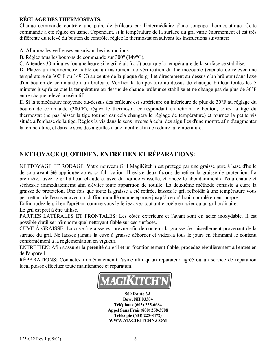 Nettoyage quotidien, entretien et réparations | Magikitch'n MKG36 User Manual | Page 16 / 24