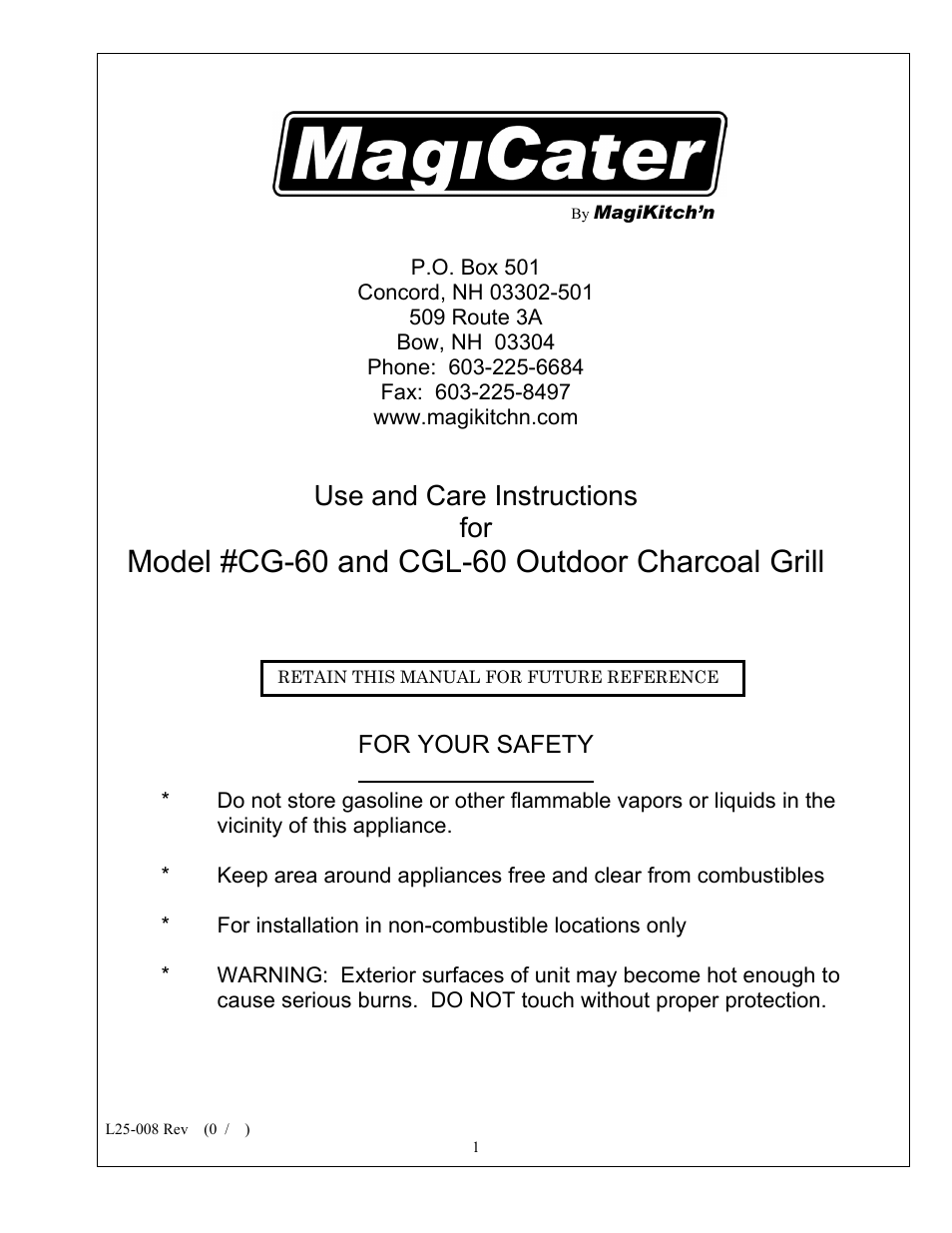 Magikitch'n CG-60 User Manual | 8 pages