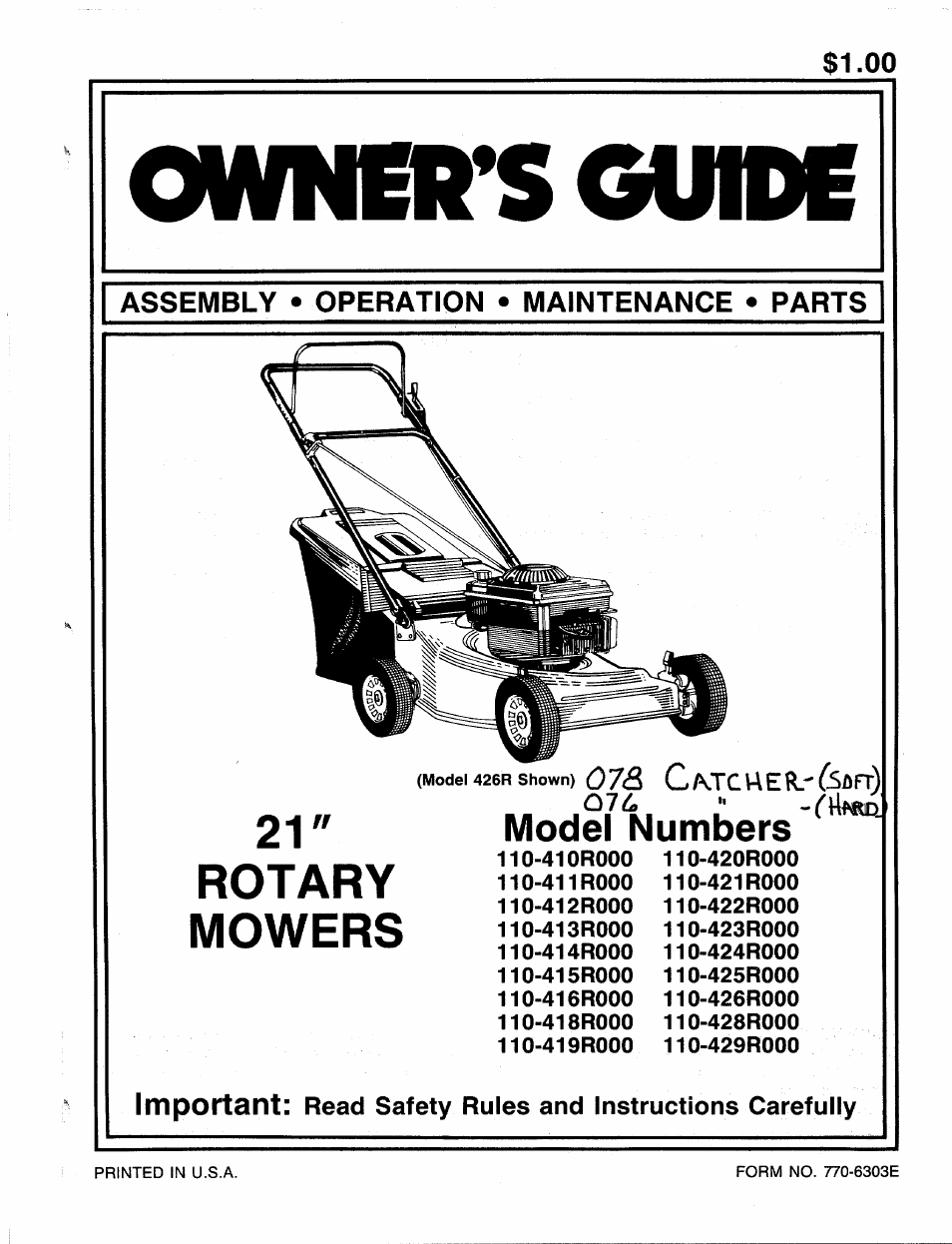 MTD 110-428R000 User Manual | 19 pages