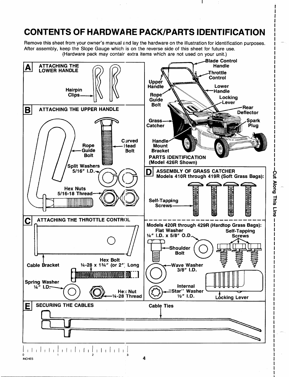 Contents of hardware pack/parts identification | MTD 110-428R000 User Manual | Page 4 / 19