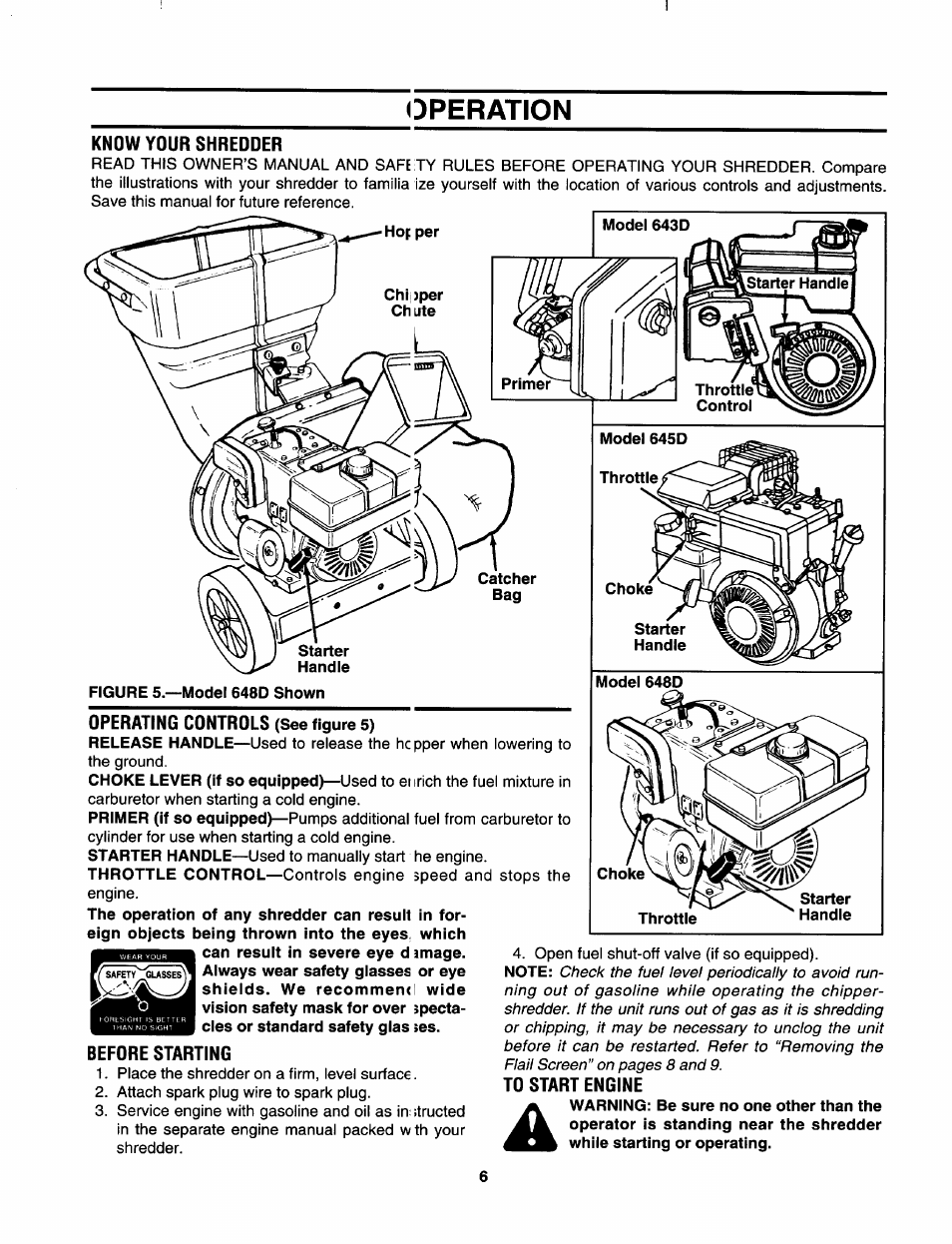 Operation | MTD Shredder 642D thru 648D User Manual | Page 6 / 12