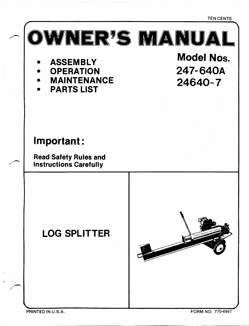 MTD 24640-7 User Manual | 12 pages