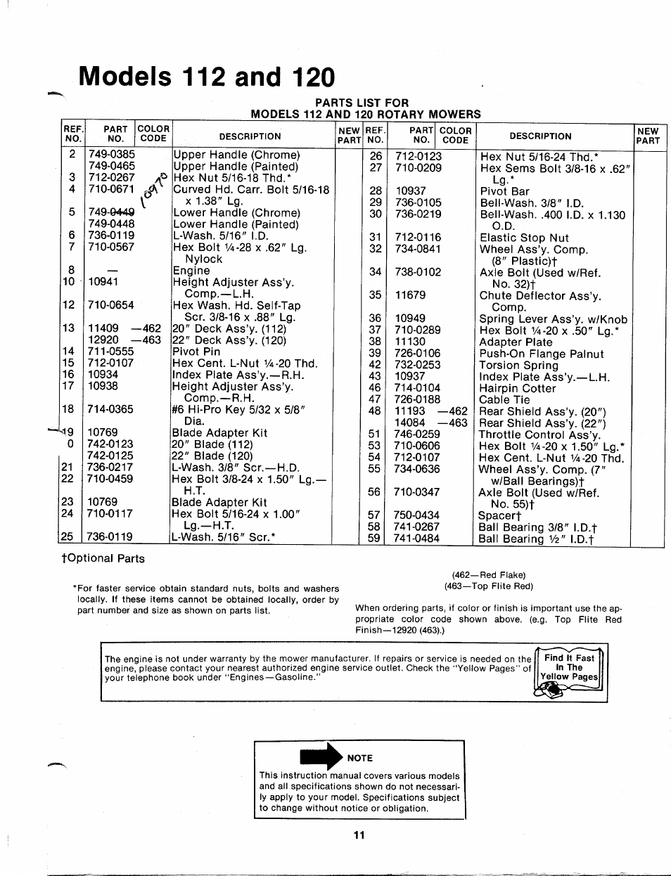 Models 112 and 120 | MTD 112-112-033 User Manual | Page 11 / 12