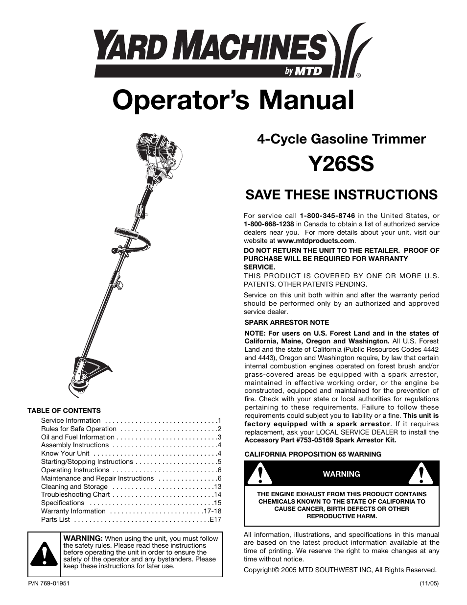 MTD Y26SS User Manual | 56 pages