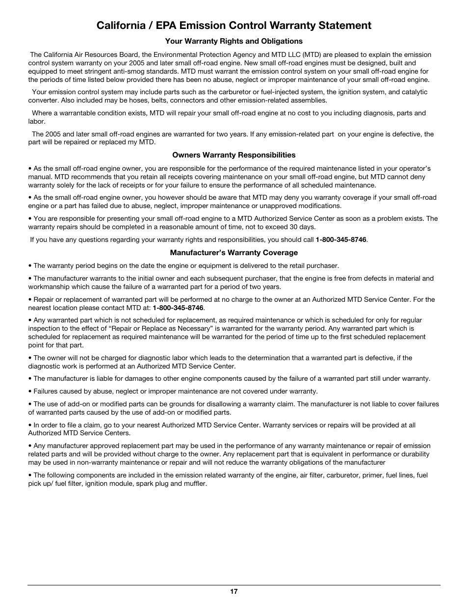 MTD Y26SS User Manual | Page 17 / 56
