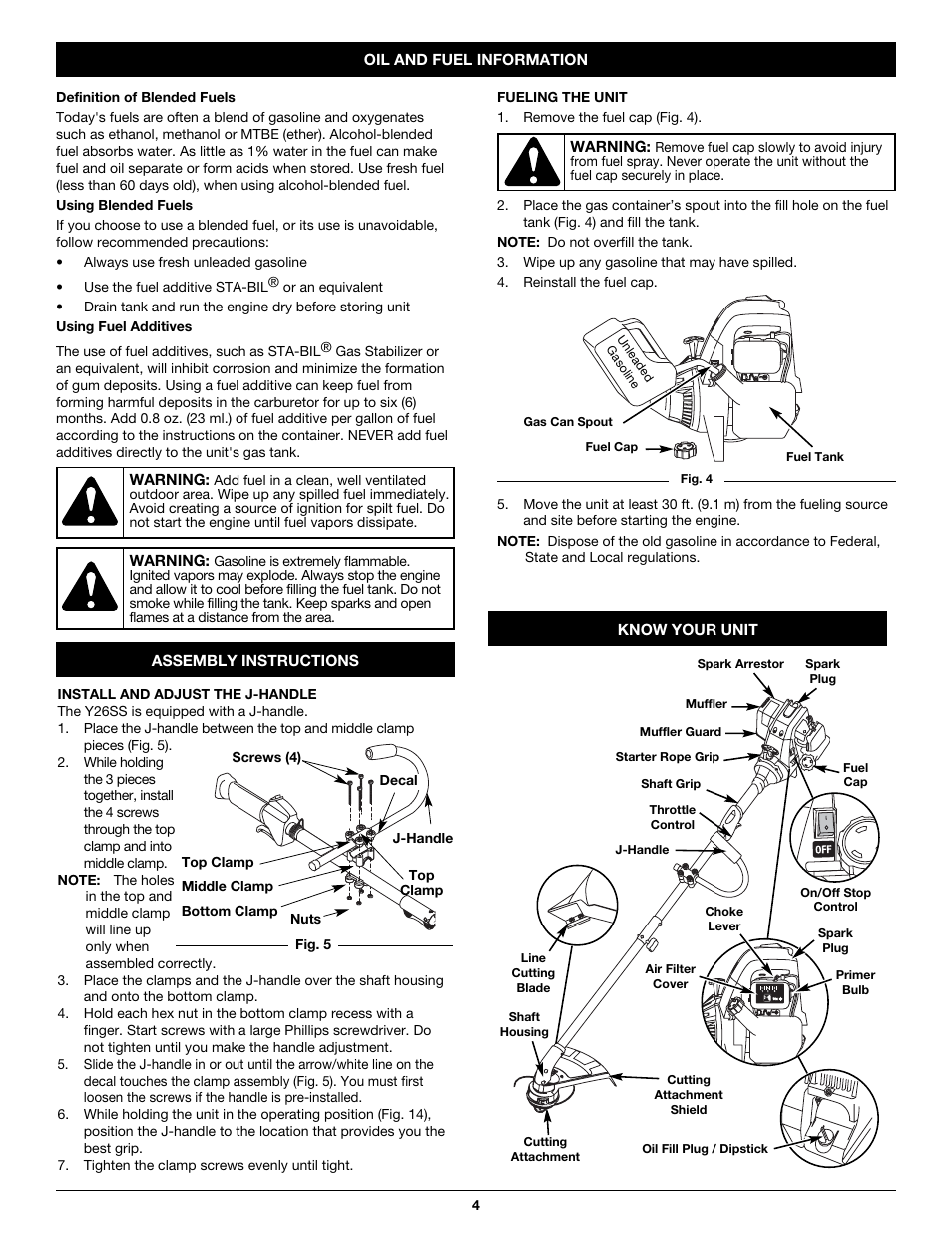 MTD Y26SS User Manual | Page 4 / 56