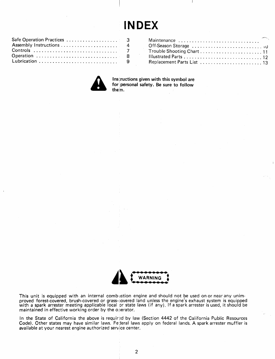 Index | MTD 24604C User Manual | Page 2 / 14