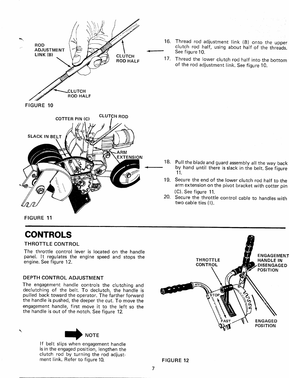 Controls, Throttle control, Depth control adjustment | MTD 24604C User Manual | Page 7 / 14