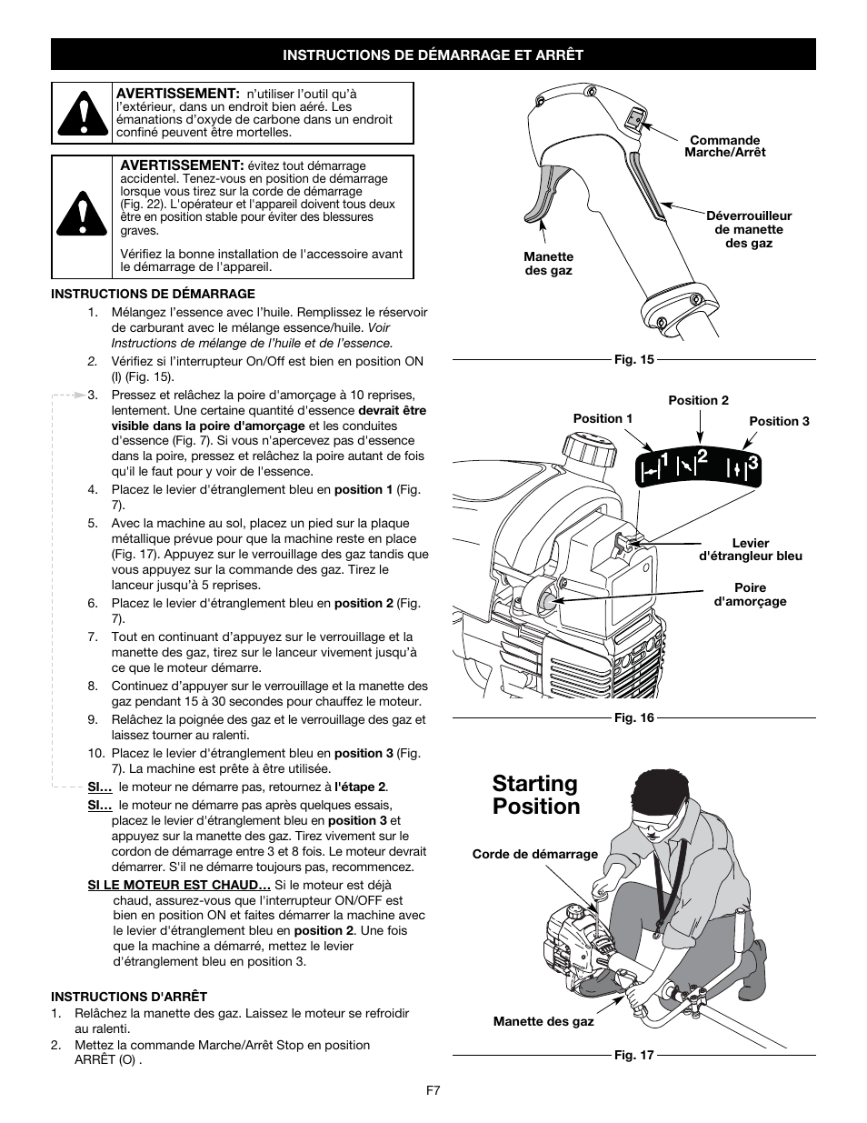 Starting position | MTD Y780 User Manual | Page 25 / 56