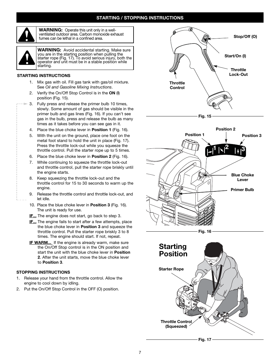 Starting position | MTD Y780 User Manual | Page 7 / 56