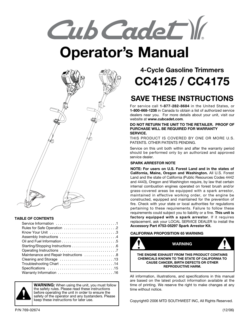 MTD CC4125 / CC4175 User Manual | 48 pages