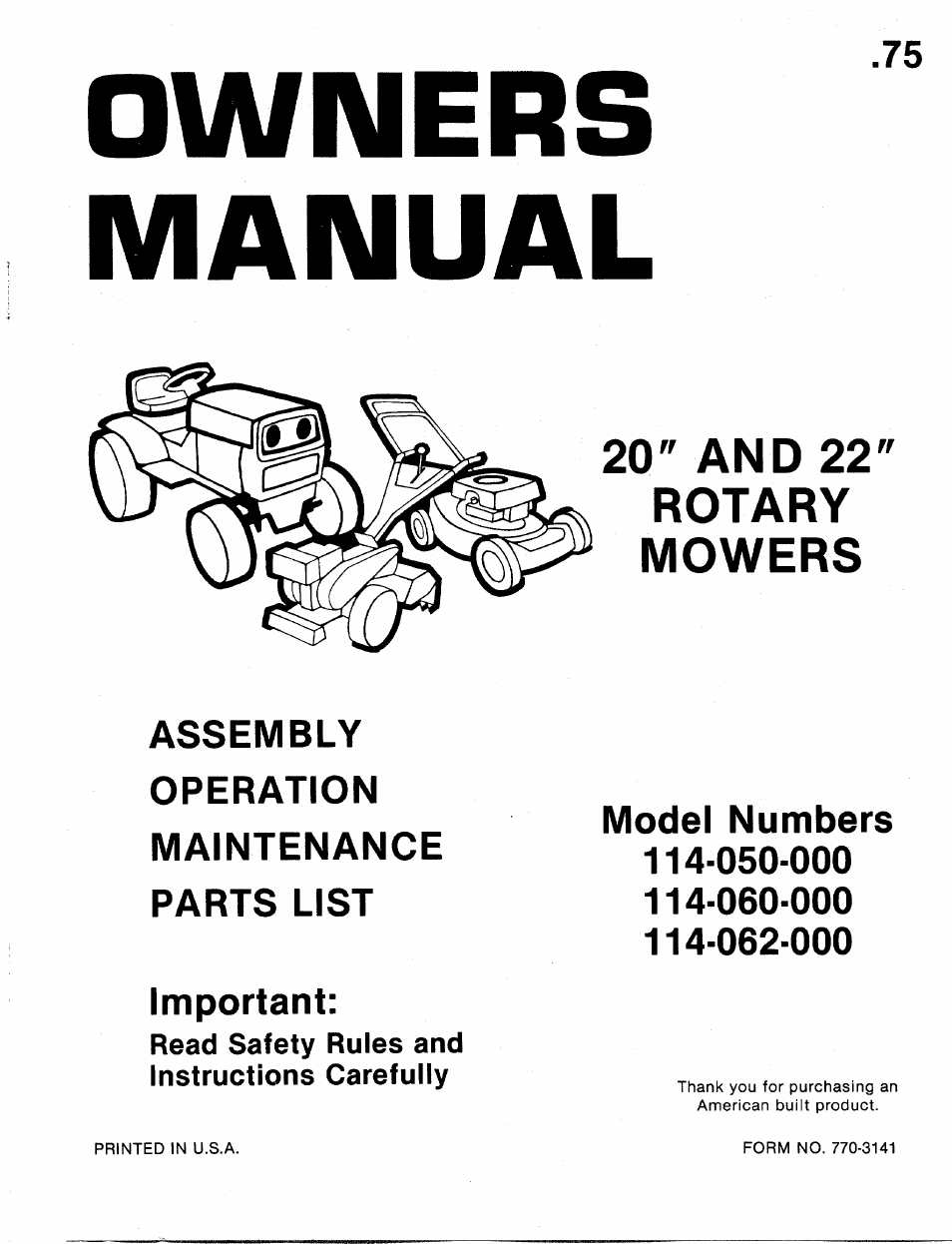 MTD 114-050-000 User Manual | 19 pages