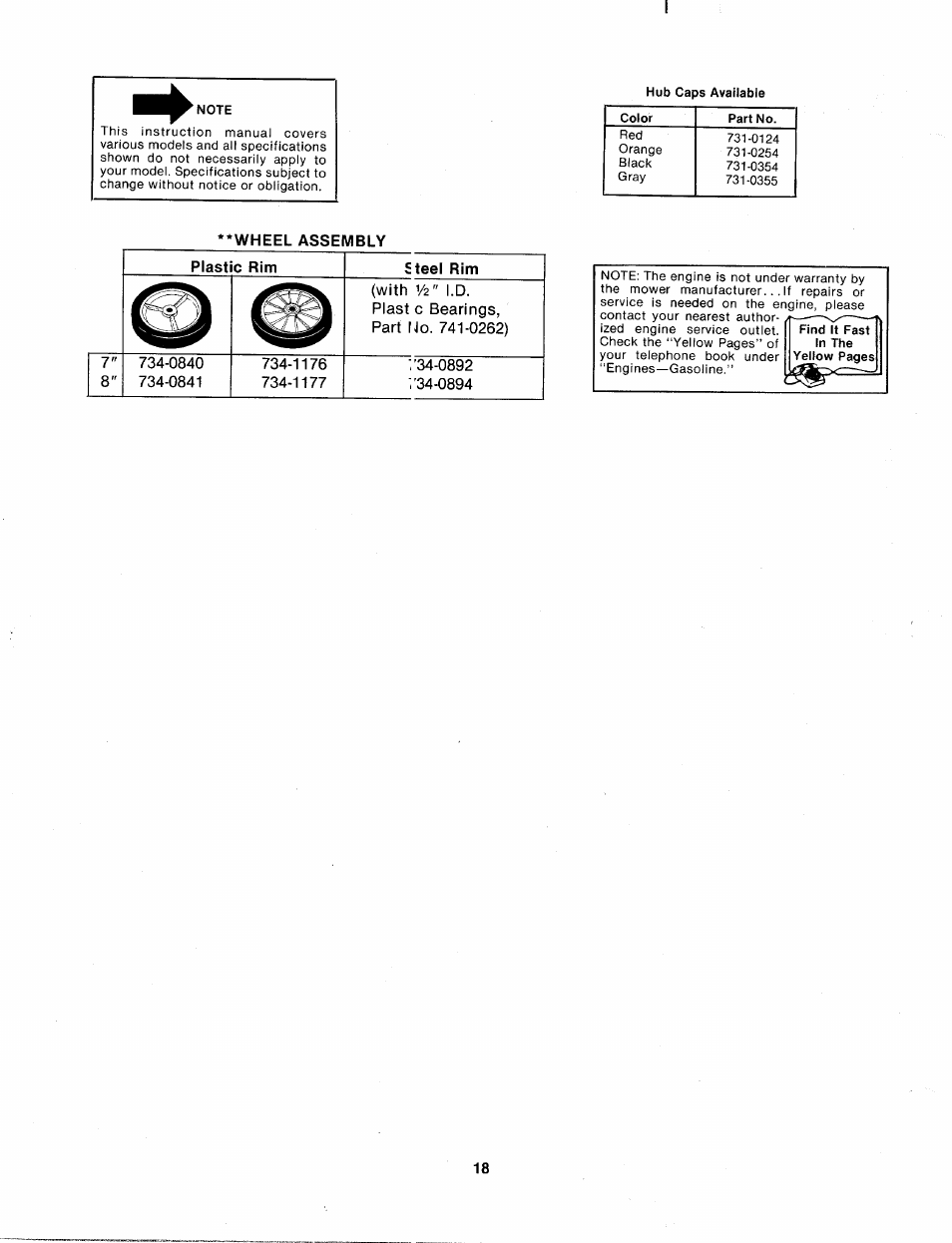 Wheel assembly | MTD 114-050-000 User Manual | Page 18 / 19